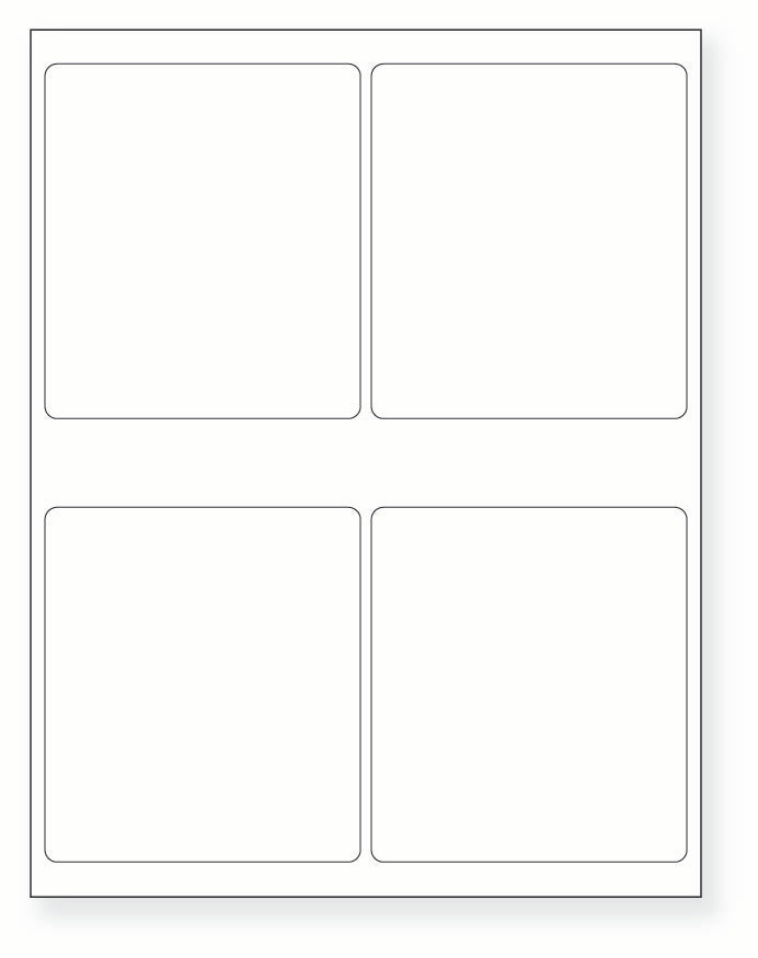 8-1/2 x 11" White Laser Label, 4 Labels per Sheet Measuring 4" x 4.5". SKU: 104W