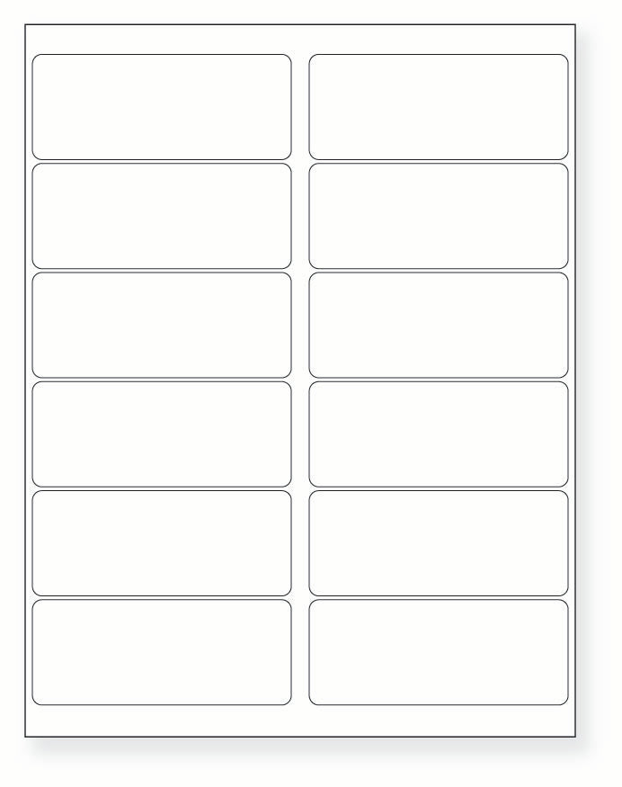 8-1/2 x 11" White Laser Label, 12 Labels per Sheet Measuring 4" x 1.625". SKU: 108W