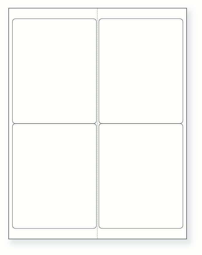 8-1/2 x 11" White Laser Label, 4 Labels per Sheet Measuring 4" x 5", Perfed. SKU: 10W
