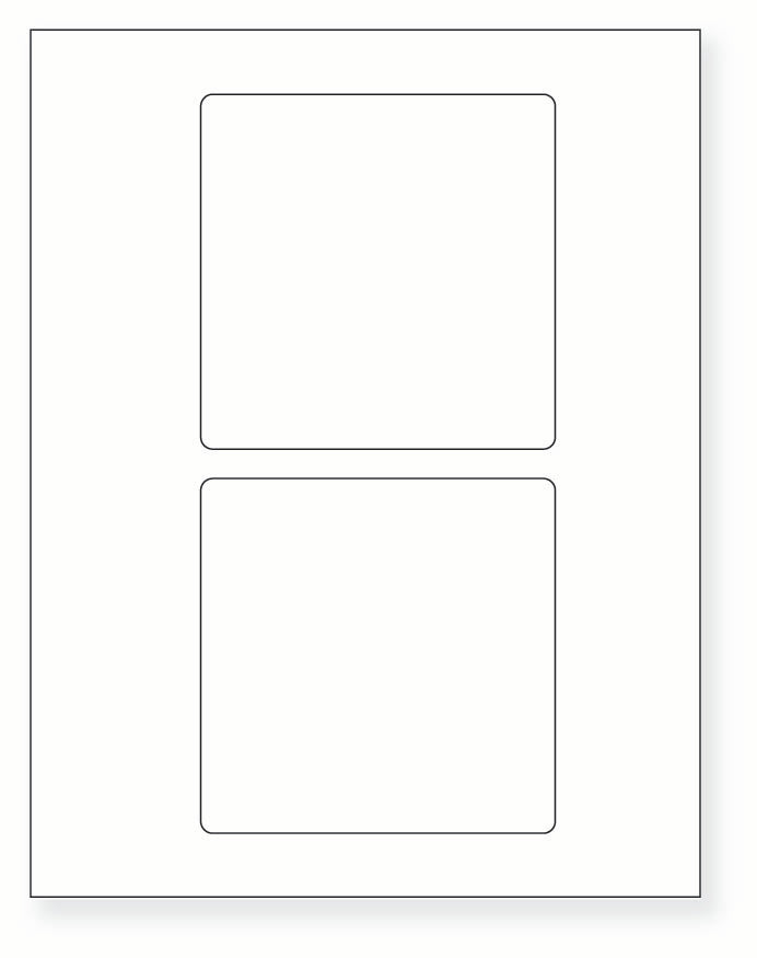8-1/2 x 11" White Laser Label, 2 Labels per Sheet Measuring 4.5" x 4.5". SKU: 113W