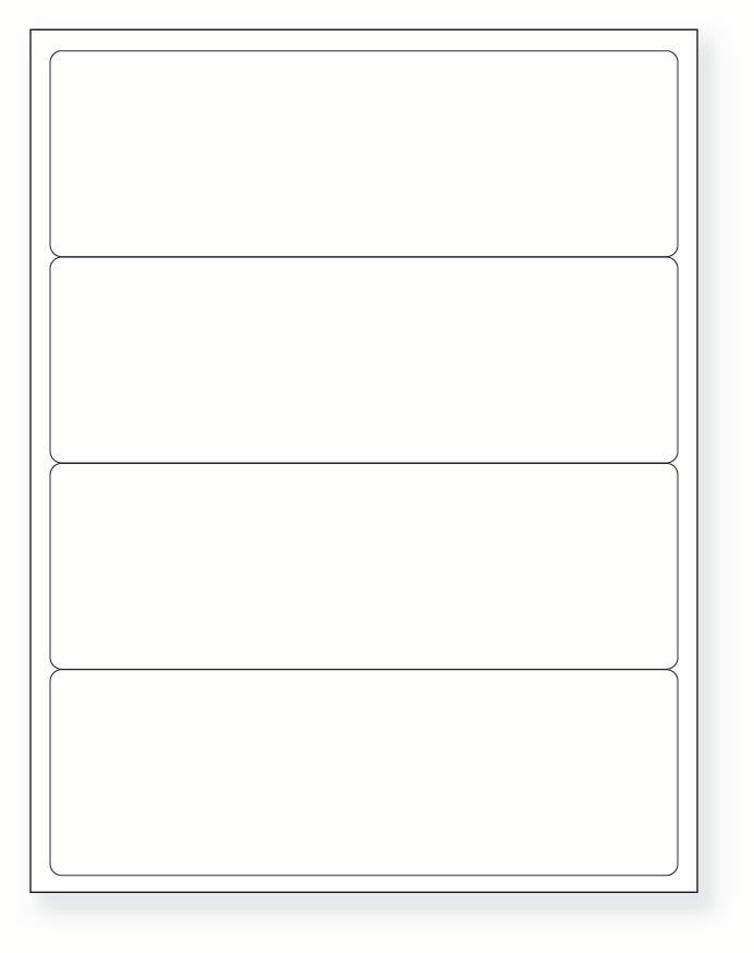 8-1/2 x 11" White Laser Label, 4 Labels per Sheet Measuring 8" x 2.625". SKU: 148W