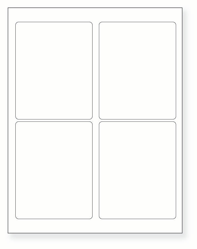 8-1/2 x 11" White Laser Label, 4 Labels per Sheet Measuring 3.75" x 4.75". SKU: 203W