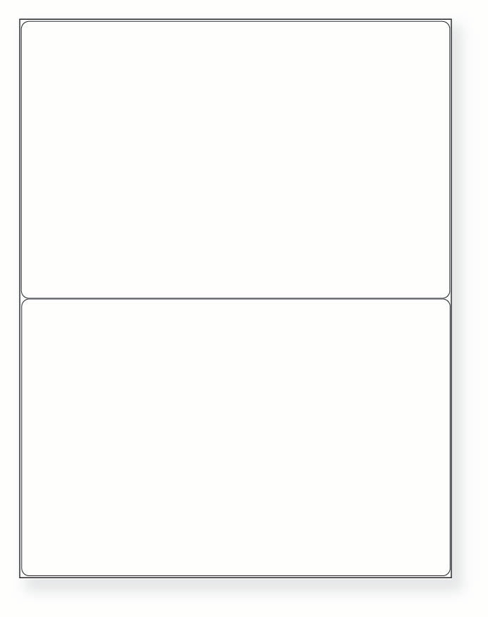 8-1/2 x 11" White Laser Label, 2 Labels per Sheet Measuring 8.4375" x 5.4531". SKU: 306W
