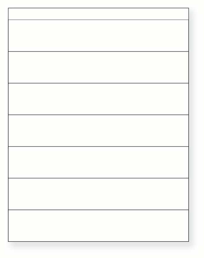 8-1/2 x 11" White Laser Label, 7 Labels per Sheet Measuring 8.5" x 1.5". SKU: 390W