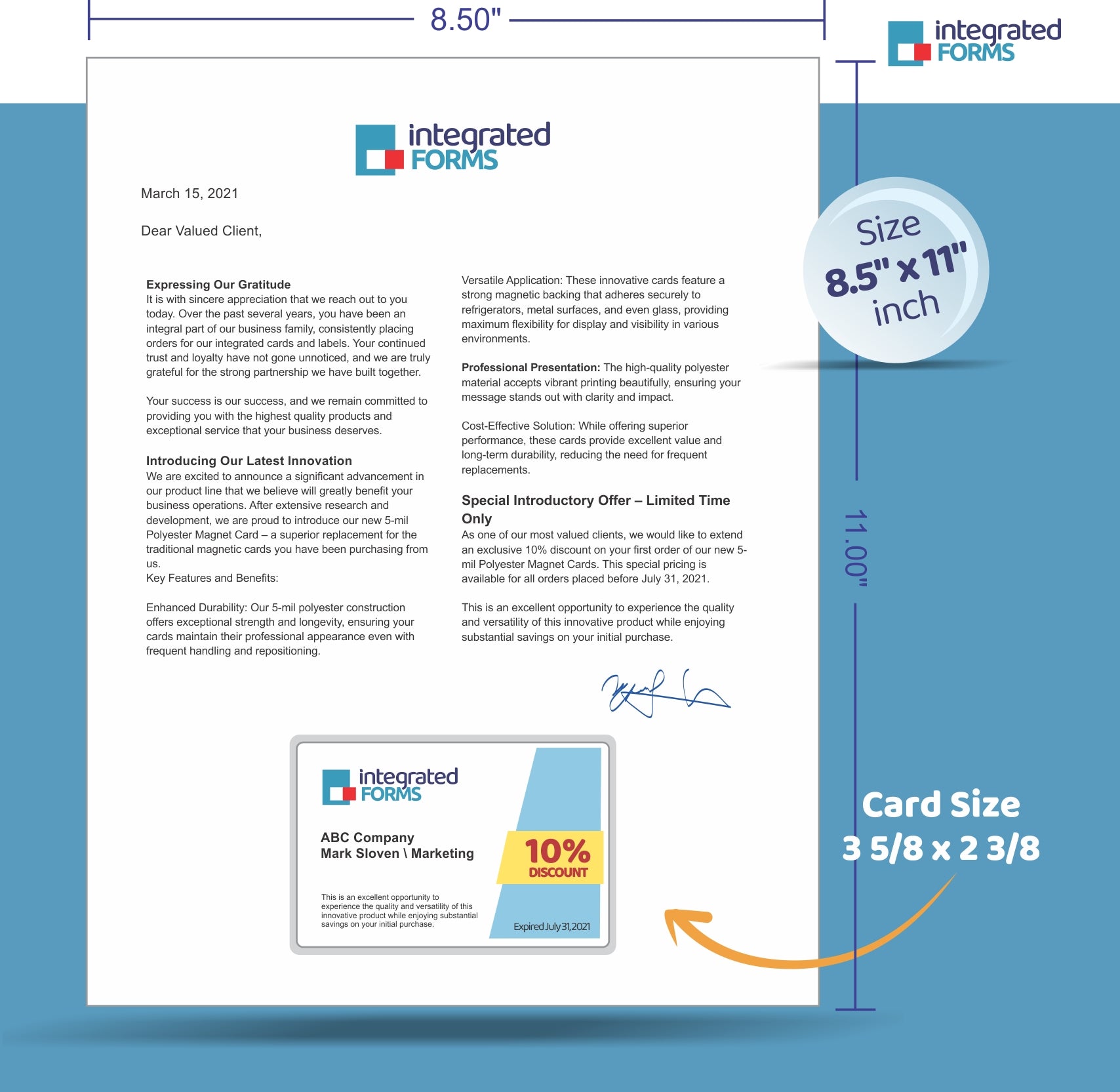 MagNot Repositionable Integrated Card Form, with one 5 mil polyester card at the bottom. SKU: IF1070