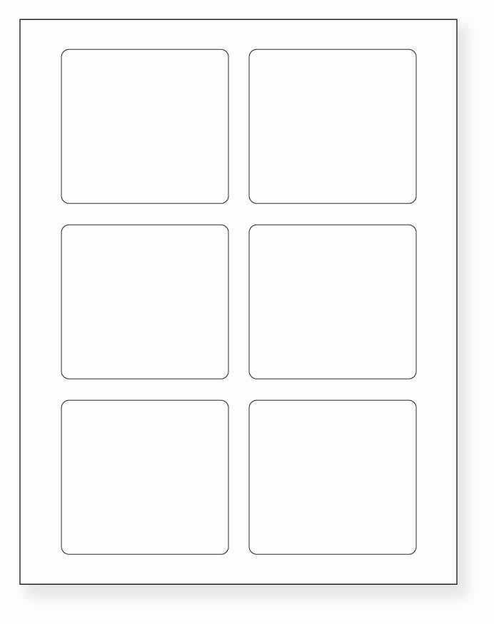 8-1/2 x 11" White Laser Label, 6 Labels per Sheet Measuring 3.25" x 3". SKU: 460W