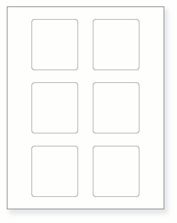 8-1/2 x 11" White Laser Label, 6 Labels per Sheet Measuring 2.5" x 2.75". SKU: 465W