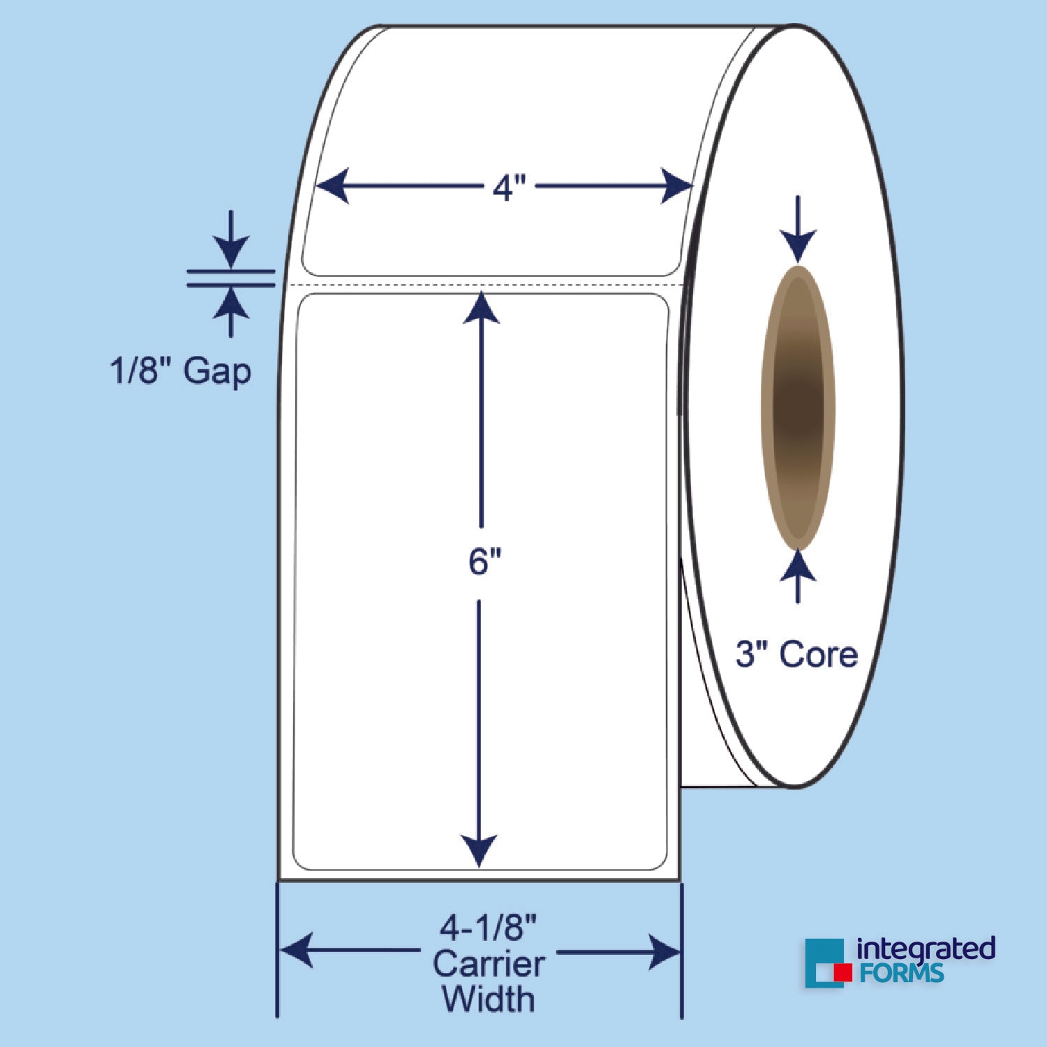 4″ x 6″ Direct Thermal Labels, 1100 Per Roll on 3" Core - 4 Rolls. SKU: 510757