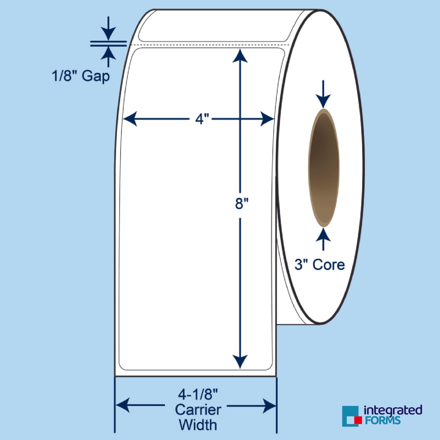 4″ x 8″ Direct Thermal Labels 750 Per Roll on 3" Core - 4 Rolls. SKU: 510875