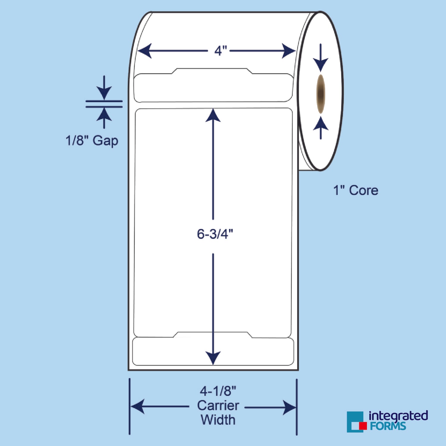 4″ x 6″ With 3/4″ Tab, 245 Labels on roll with 1" core, 12 rolls. SKU: 530695