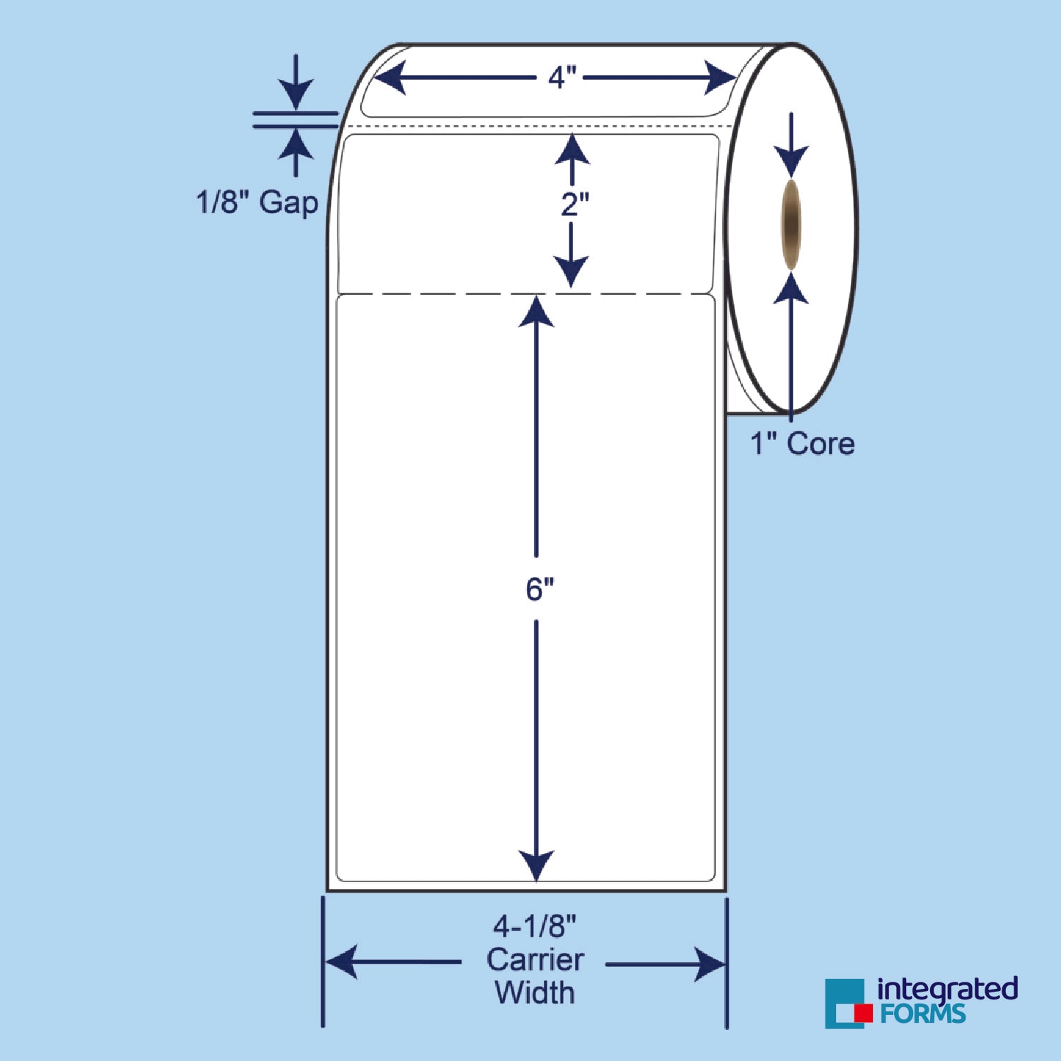 4″ x 6″ With 2" Tab, 185 Labels on Roll with 1" Core, 12 Rolls. SKU: 530706