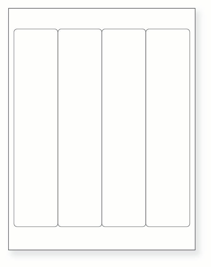 8-1/2 x 11" White Laser Label, 4 Vertical Labels per Sheet Measuring 2" x 9". SKU: 615W