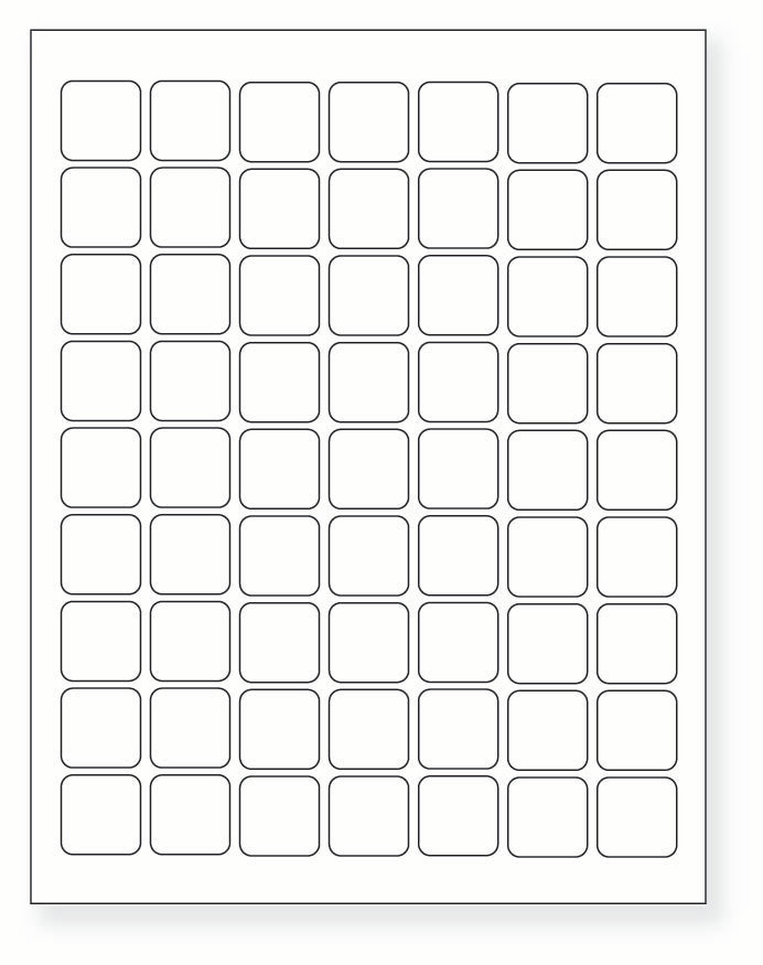 8-1/2 x 11" White Laser Label, 63 Labels per Sheet Measuring 1" x 1". SKU: 630W