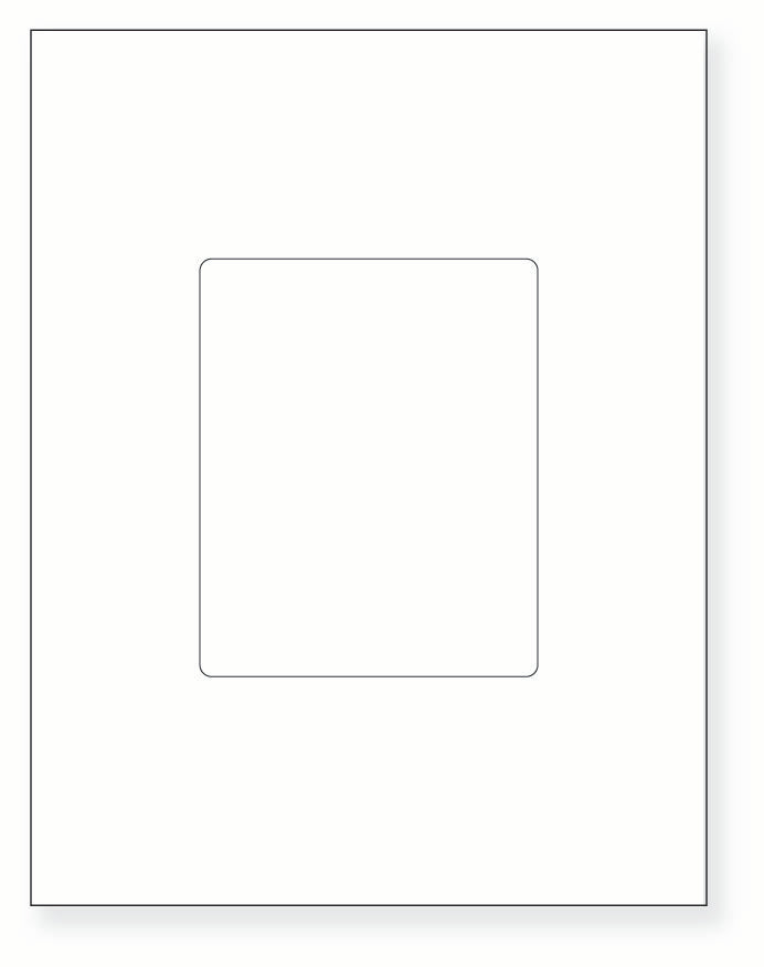 8-1/2 x 11" White Laser Label, 1 Label per Sheet Centerd, Measuring 4.25 x 5.25". SKU: 816W