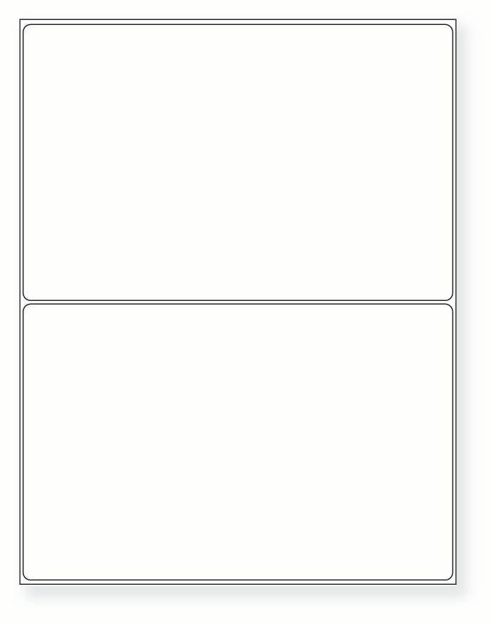 8-1/2 x 11" White Laser Label, 2 Labels per Sheet Measuring 8.375" x 5.375". SKU: 872W