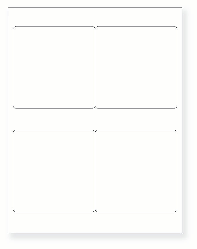 8-1/2 x 11" White Laser Label, 4 Labels per Sheet Measuring 4" x 4". SKU: 877W