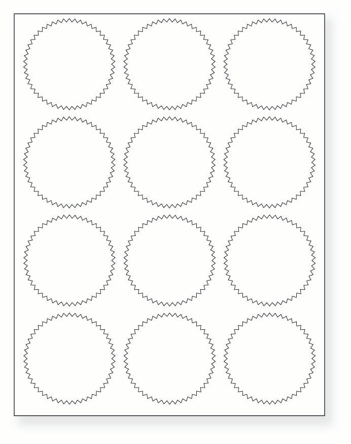 8-1/2 x 11" White Laser Label, 12 Round Labels per Sheet Measuring 2.5". SKU: 881W