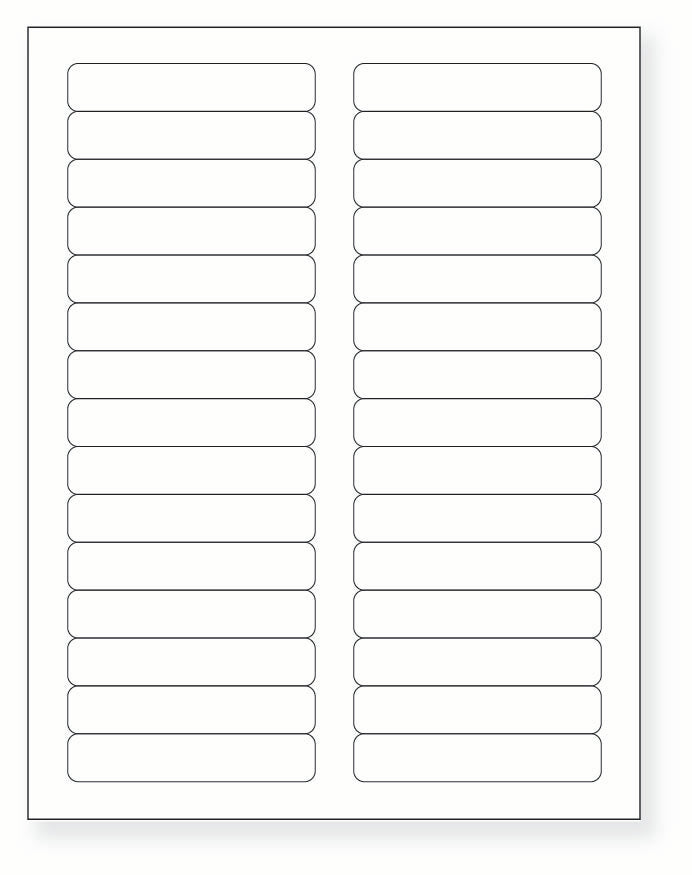 8-1/2 x 11" White Laser Label, 30 Labels per Sheet Measuring 3.4375" x 0.667". SKU: B126W