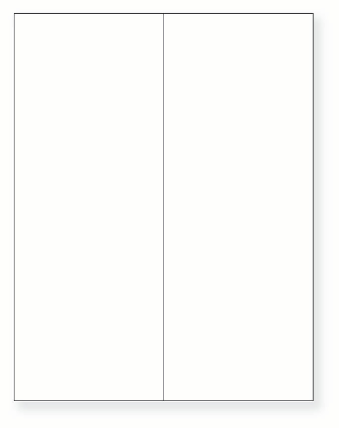 8-1/2 x 11" White Laser Label, 2 Labels per Sheet Measuring 4.25 x 11". SKU: B129W