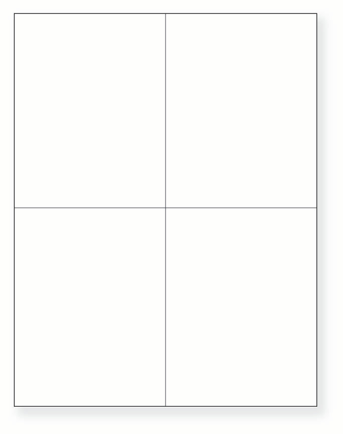 8-1/2 x 11" White Laser Label, 4 Labels per Sheet Measuring 4.25" x 5.5". SKU: B205W