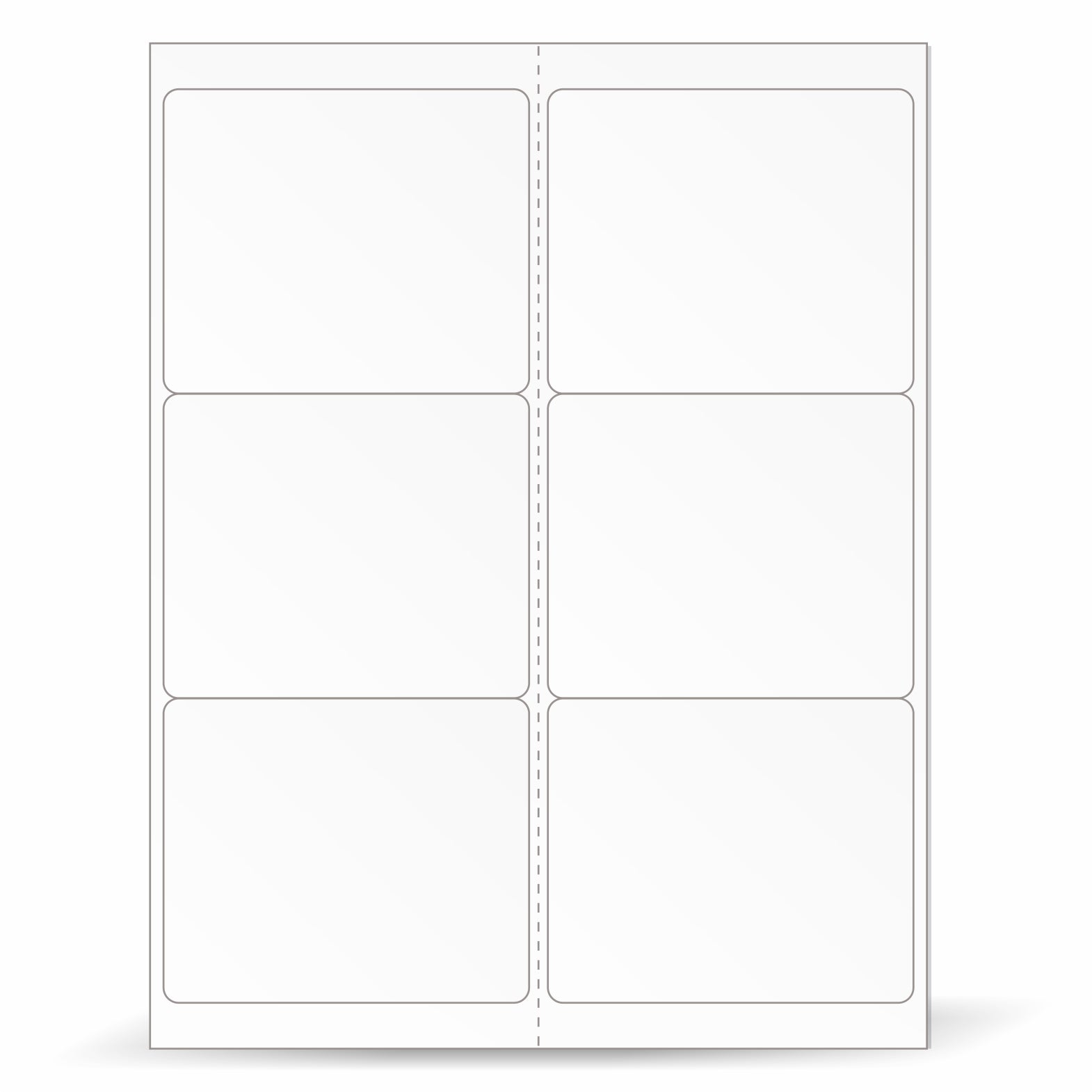 8-1/2 x 11" White Laser Label, 6 Labels per Sheet Measuring 4" x 3.33", Perfed. SKU: 95W