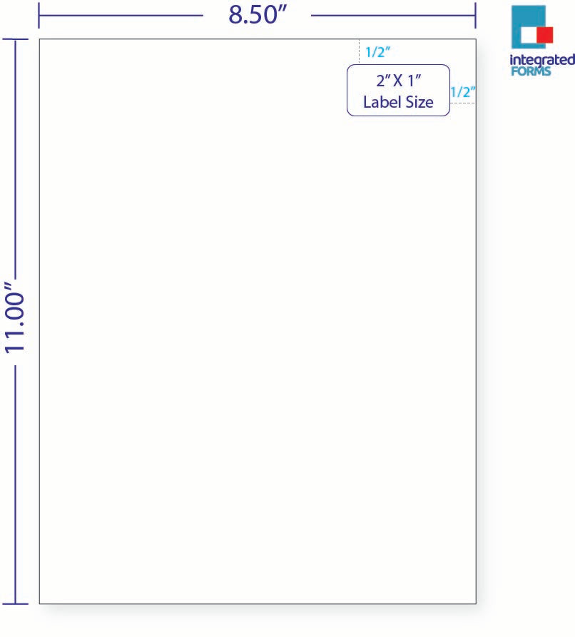Integrated Label, 1 Label, Size: 2" x 1" SKU: IF1001-T