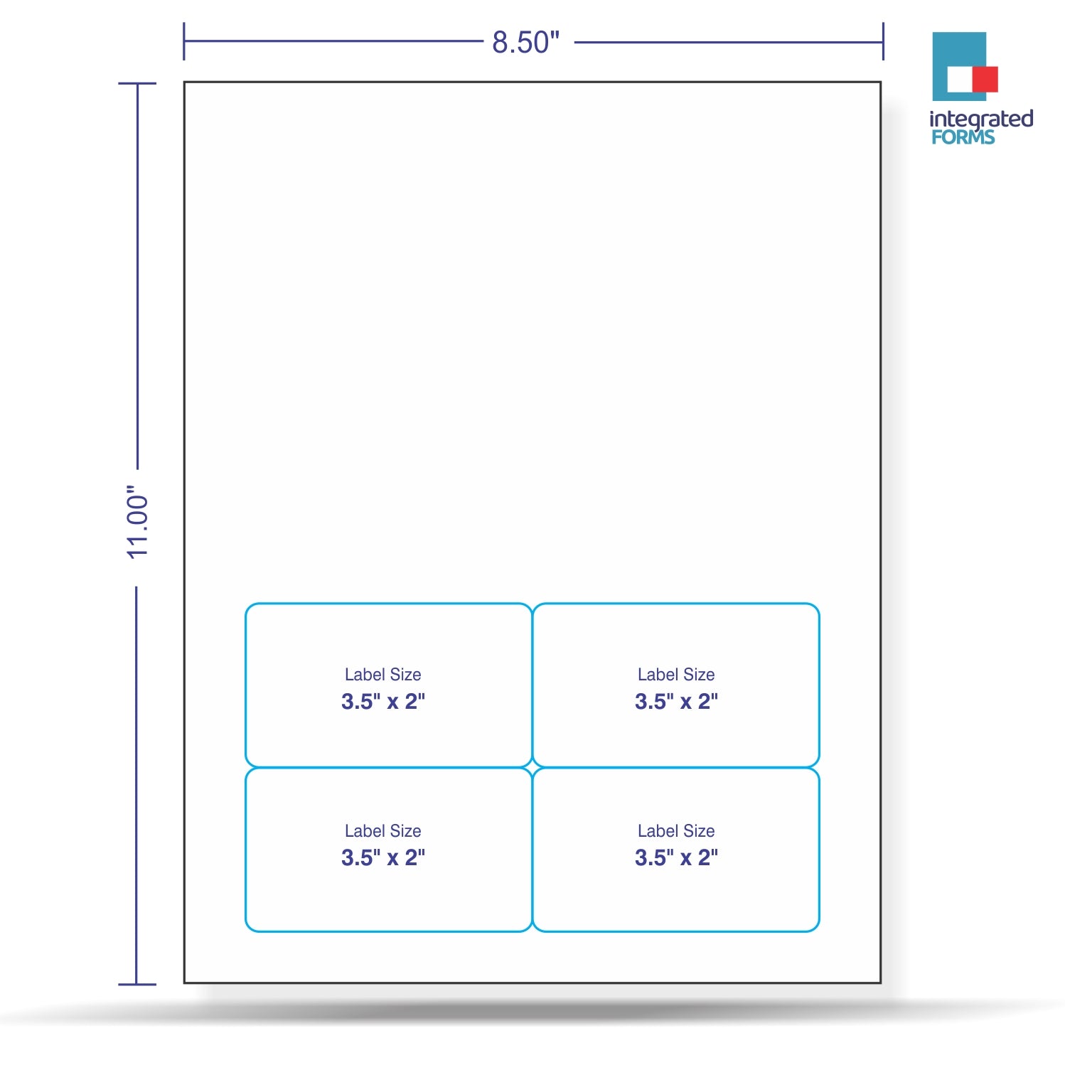 Integrated Label, 4 Labels, Size - 3.5" x 2" SKU: IF1011