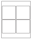 8-1/2 x 11" White Laser Label, 4 Labels per Sheet Measuring 4" x 4". SKU: 204W