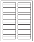 8-1/2 x 11" White Laser Label, 30 Labels per Sheet Measuring 3.4375" x 0.667". SKU: B126W