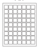 8-1/2 x 11" White Laser Label, 63 Labels per Sheet Measuring 1" x 1". SKU: 630W
