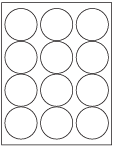 8-1/2 x 11" White Laser Label, 12 Round Labels per Sheet Measuring 2.5" Round. SKU: B140W