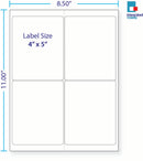 8-1/2 x 11" White Laser Label, 4 Labels per Sheet Measuring 4" x 5", Perfed. SKU: 10W