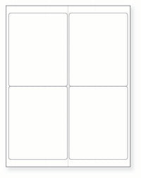 8-1/2 x 11" White Laser Label, 4 Labels per Sheet Measuring 4" x 5", Perfed. SKU: 10W