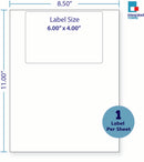8-1/2 x 11" White Laser Label, 1 Label per Sheet on top, Measured 6 x 4". SKU: 110W
