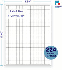 8-1/2 x 11" White Laser Label, 224 Labels per Sheet Measuring 0.5" x 0.75". SKU: 181W