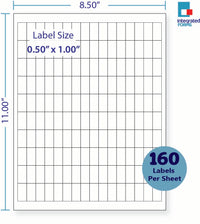 8-1/2 x 11" White Laser Label, 160 Labels per Sheet Measuring 0.5" x 1". SKU: 182W