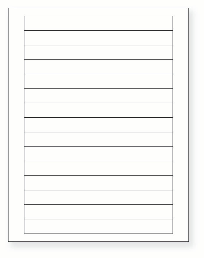 8-1/2 x 11" White Laser Label, 15 Labels per Sheet Measuring 7" x 0.68". SKU: 18W