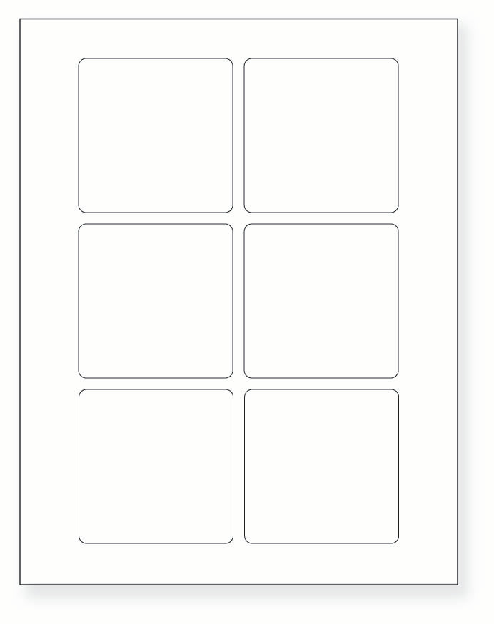 8-1/2 x 11" White Laser Label, 6 Labels per Sheet Measuring 3" x 3". SKU: 201W