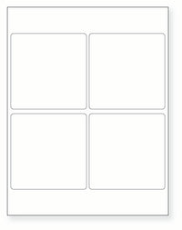 8-1/2 x 11" White Laser Label, 4 Labels per Sheet Measuring 4" x 4". SKU: 204W