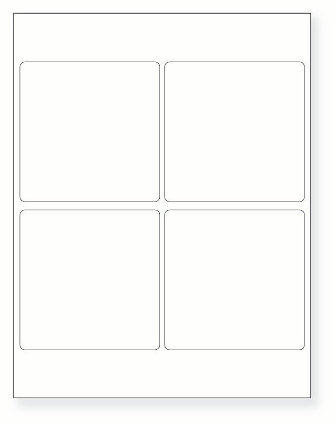 8-1/2 x 11" White Laser Label, 4 Labels per Sheet Measuring 4" x 4". SKU: 204W
