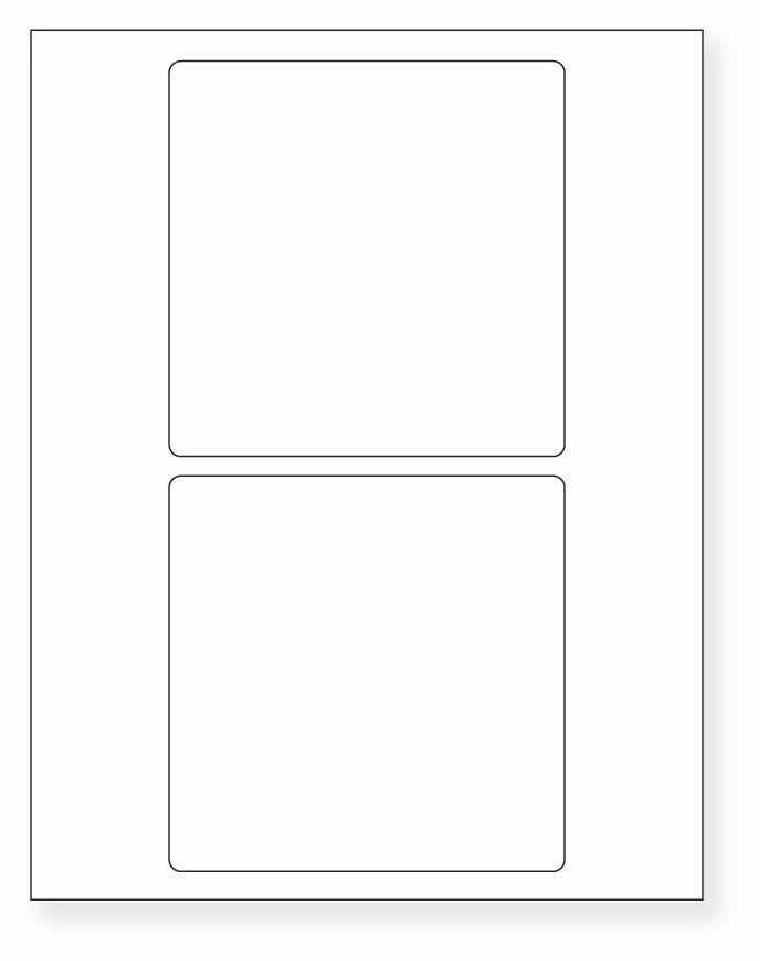 8-1/2 x 11" White Laser Label, 2 Labels per Sheet Measuring 5 x 5". SKU: 206W