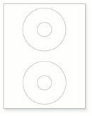 8-1/2 x 11" White Laser Label, 2 DVD Labels per Sheet Measuring 4.5" Round. SKU: 20W