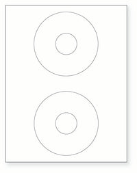 8-1/2 x 11" White Laser Label, 2 DVD Labels per Sheet Measuring 4.5" Round. SKU: 20W