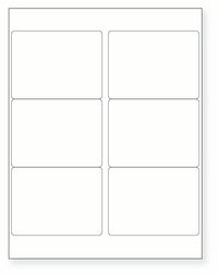 8-1/2 x 11" White Laser Label, 6 Labels per Sheet Measuring 4" x 3". SKU: 210W