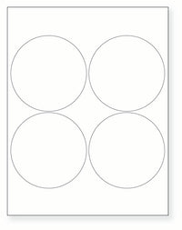 8-1/2 x 11" White Laser Label, 4 Round Labels per Sheet Measuring 4" Round. SKU: 214W