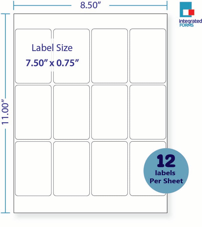 8-1/2 x 11" White Laser Label, 12 Labels per Sheet Measuring 2" x 3". SKU: 246W