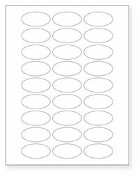 8-1/2 x 11" White Laser Label, 27 Oval Labels per Sheet Measuring 2" x 1". SKU: 280W