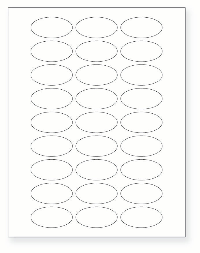 8-1/2 x 11" White Laser Label, 27 Oval Labels per Sheet Measuring 2" x 1". SKU: 280W