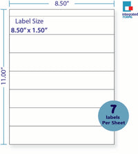 8-1/2 x 11" White Laser Label, 7 Labels per Sheet Measuring 8.5" x 1.5". SKU: 390W
