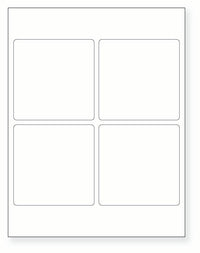 8-1/2 x 11" White Laser Label, 4 Labels per Sheet Measuring 3.875" x 3.875". SKU: 395W